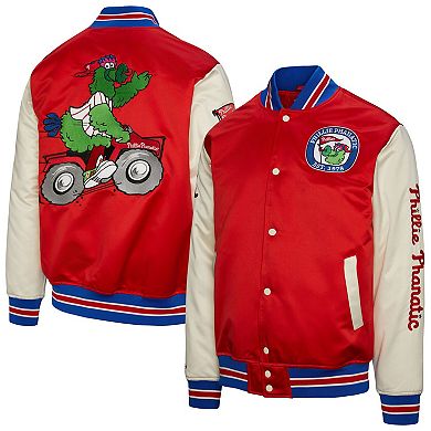 Men's Mitchell & Ness Red Philadelphia Phillies Mascot Satin Full-Snap Jacket