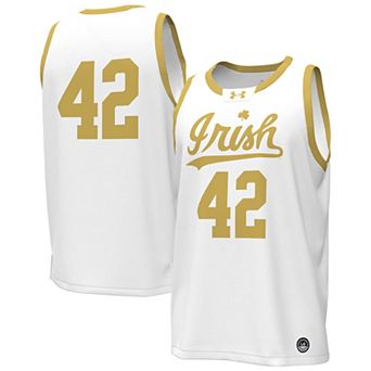 Men's Under Armour #42 White Notre Dame Fighting Irish Replica Basketball Jersey