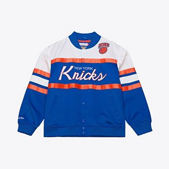 Men's Mitchell & Ness Royal New York Knicks Head Coach Lightweight Satin Full-Snap Jacket