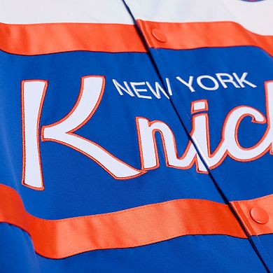 Men's Mitchell & Ness Royal New York Knicks Hardwood Classics Head Coach Lightweight Satin Full-Snap Jacket