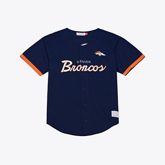 Men's Mitchell & Ness Navy Denver Broncos Head Coach Mesh Full-Button Fashion Jersey