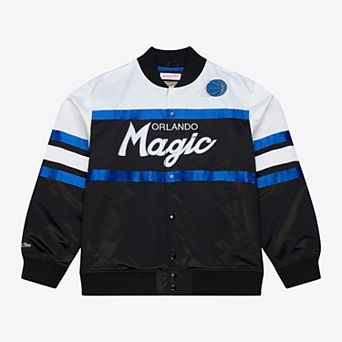Men's Mitchell & Ness Black Orlando Magic Head Coach Lightweight Satin Full-Snap Jacket