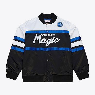 Men's Mitchell & Ness Black Orlando Magic Hardwood Classics Head Coach Lightweight Satin Full-Snap Jacket