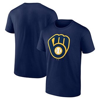 Men's Logo Athletic Navy Milwaukee Brewers Official Logo T-Shirt