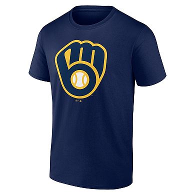 Men's Logo Athletic Navy Milwaukee Brewers Official Logo T-Shirt