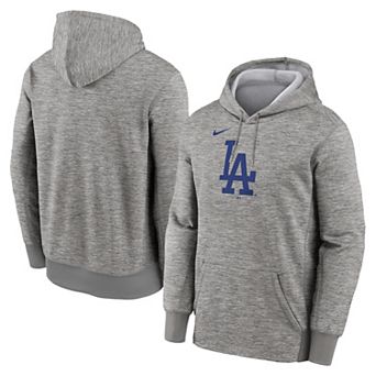 Men's Nike Heather Gray Los Angeles Dodgers Primary Logo Therma Hoodie