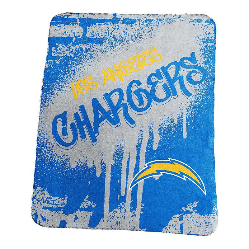 "Logo Brands Los Angeles Chargers 50"" x 60"" Classic Graffiti Fleece Throw Blanket", Blue