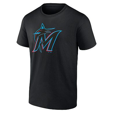 Men's Logo Athletic Black Miami Marlins Official Logo T-Shirt