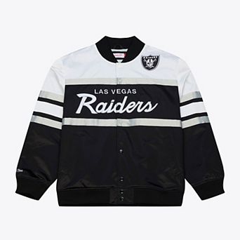Men's Mitchell & Ness Black Las Vegas Raiders Head Coach Lightweight Full-Snap Satin Jacket