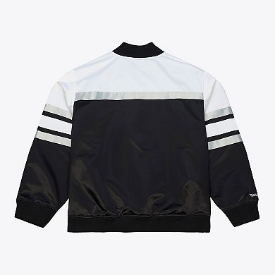 Men's Mitchell & Ness Black Las Vegas Raiders Head Coach Lightweight Full-Snap Satin Jacket