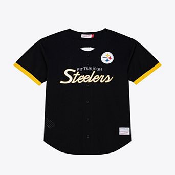 Men's Mitchell & Ness Black Pittsburgh Steelers Head Coach Mesh Full-Button Fashion Jersey
