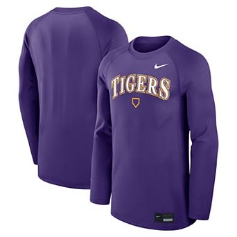 Men's Nike Purple LSU Tigers Dugout Game Time Raglan Dri-FIT Long Sleeve T-Shirt
