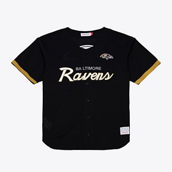 Men's Mitchell & Ness Black Baltimore Ravens Head Coach Mesh Full-Button Fashion Jersey