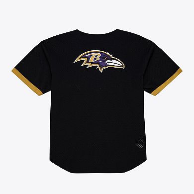 Men's Mitchell & Ness Black Baltimore Ravens Head Coach Mesh Full-Button Fashion Jersey