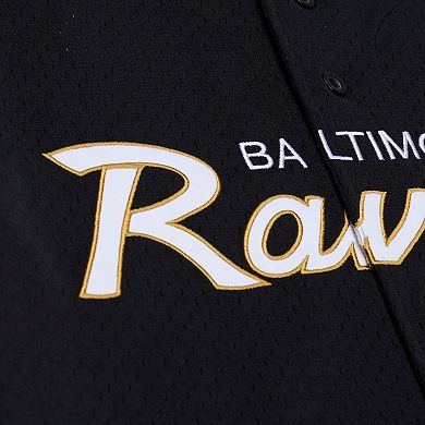Men's Mitchell & Ness Black Baltimore Ravens Head Coach Mesh Full-Button Fashion Jersey