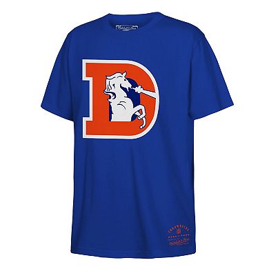 Youth Mitchell & Ness Royal Denver Broncos Retro Logo T-Shirt