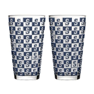Logo Brands Seattle Mariners Two-Pack Gridiron Stained 16oz. Pint Glass Set