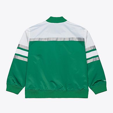 Men's Mitchell & Ness Kelly Green Philadelphia Eagles Head Coach Lightweight Full-Snap Satin Jacket