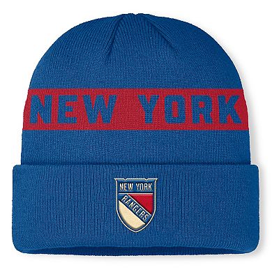 Men's Fanatics Blue New York Rangers Centennial Authentic Pro Cuffed Knit Hat