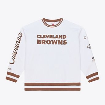 Men's Mitchell & Ness White Cleveland Browns Arctic Fleece Sweatshirt