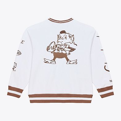 Men's Mitchell & Ness White Cleveland Browns Arctic Fleece Sweatshirt