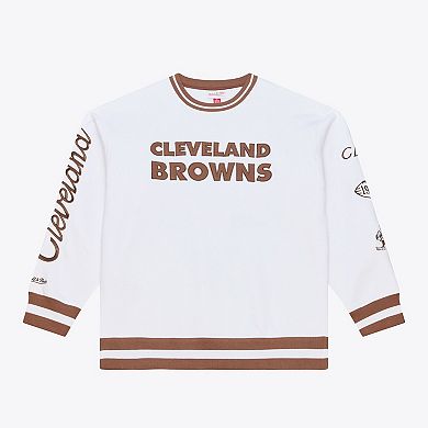 Men's Mitchell & Ness White Cleveland Browns Arctic Fleece Sweatshirt