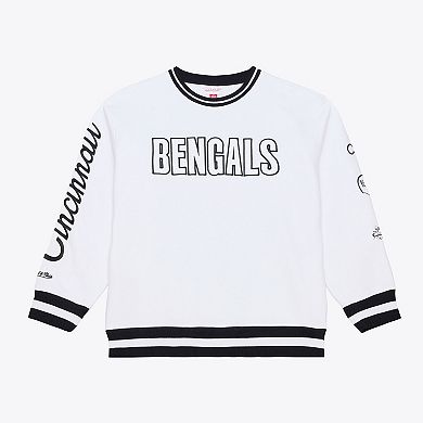 Men's Mitchell & Ness White Cincinnati Bengals Arctic Fleece Sweatshirt