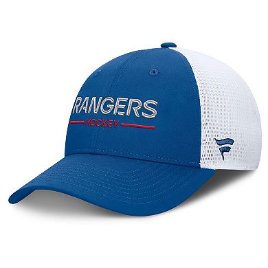 Men's Fanatics Blue/White New York Rangers Centennial Authentic Pro Structured Trucker Adjustable Hat