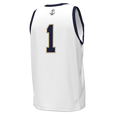 Men's Under Armour White Navy Midshipmen #1 Replica Basketball Jersey