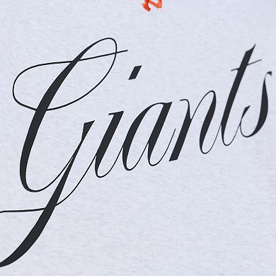 Women's Mitchell & Ness Heather Gray San Francisco Giants Script Cropped Boxy T-Shirt