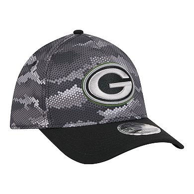 Men's New Era Black Green Bay Packers Camo A-Frame 39THIRTY Flex Hat
