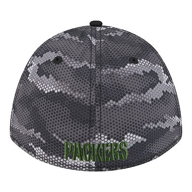 Men's New Era Black Green Bay Packers Camo A-Frame 39THIRTY Flex Hat