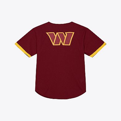 Men's Mitchell & Ness Burgundy Washington Commanders Head Coach Mesh Full-Button Fashion Jersey