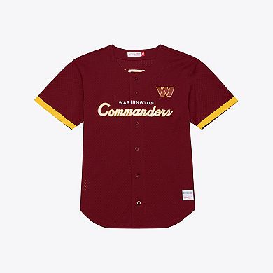 Men's Mitchell & Ness Burgundy Washington Commanders Head Coach Mesh Full-Button Fashion Jersey