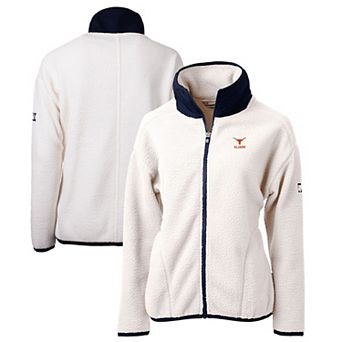 Women's Cutter & Buck Oatmeal Texas Longhorns Alumni Cascade Eco Sherpa Full-Zip Fleece Jacket