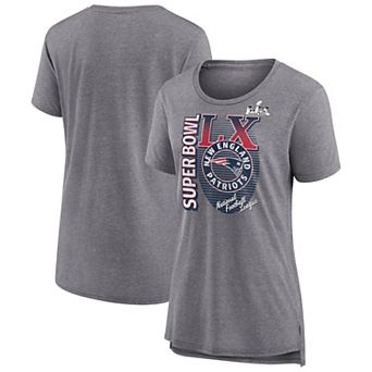 Women's Fanatics Heather Gray New England Patriots Super Bowl LX Retro Tri-Blend T-Shirt