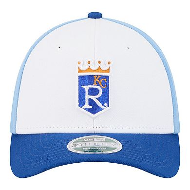 Men's New Era White/Royal Kansas City Royals Player Replica 39THIRTY M-Crown Flex Hat