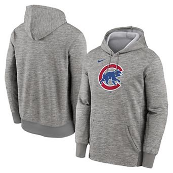 Men's Nike Heather Gray Chicago Cubs Primary Logo Therma Hoodie