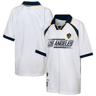 Youth Outerstuff White LA Galaxy Mesh Raglan T-Shirt