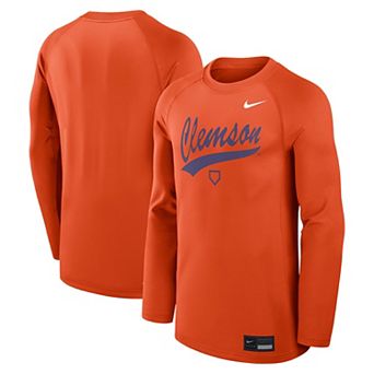Men's Nike Orange Clemson Tigers Dugout Game Time Raglan Dri-FIT Long Sleeve T-Shirt