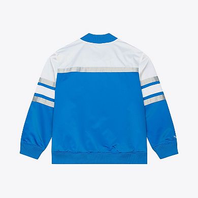 Men's Mitchell & Ness Blue Detroit Lions Head Coach Lightweight Full-Snap Satin Jacket