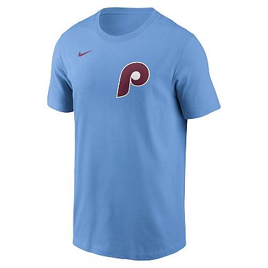 Men's Nike Kyle Schwarber Light Blue Philadelphia Phillies Name & Number T-Shirt