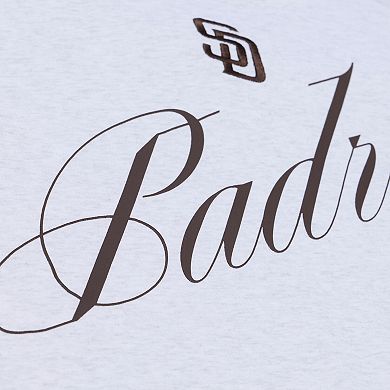 Women's Mitchell & Ness Heather Gray San Diego Padres Script Cropped Boxy T-Shirt