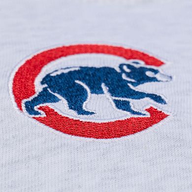 Women's Mitchell & Ness Heather Gray Chicago Cubs Script Cropped Boxy T-Shirt