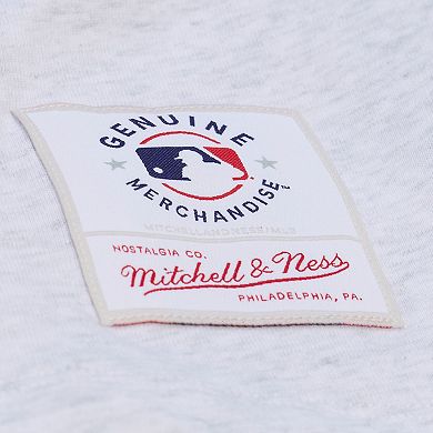 Women's Mitchell & Ness Heather Gray Chicago Cubs Script Cropped Boxy T-Shirt