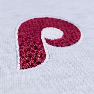 Women's Mitchell & Ness Heather Gray Philadelphia Phillies Script Cropped Boxy T-Shirt