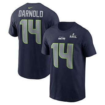 Men's Nike Sam Darnold College Navy Seattle Seahawks Super Bowl LX Patch Name & Number T-Shirt