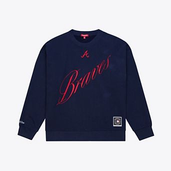 Women's Mitchell & Ness Navy Atlanta Braves Script Sweatshirt