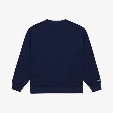 Women's Mitchell & Ness Navy Atlanta Braves Script Sweatshirt