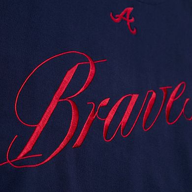 Women's Mitchell & Ness Navy Atlanta Braves Script Sweatshirt